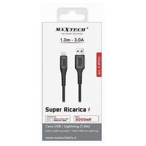 Cavo Ricarica Super Trasmissione Dati Usb A Lightning 3a 1mt Iphone Ipad F-ip052         