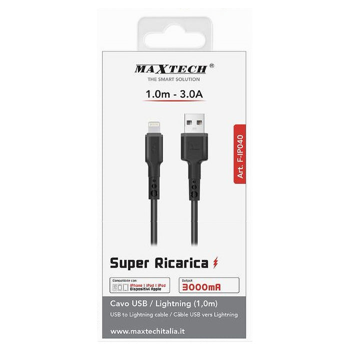 Cavo Ricarica Trasferimento Dati Usb / Lightning 3a 1mt Ipad Ipod Iphone F-ip040         