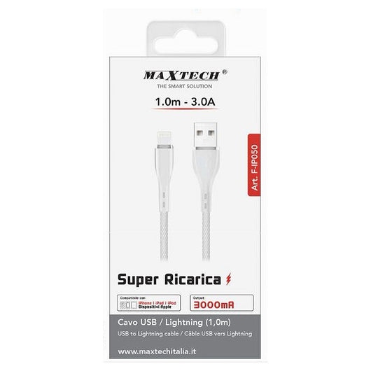 Cavo Super Ricarica Trasmissione Dati Usb A Lightning 3a 1mt Ipad Iphone F-ip050         