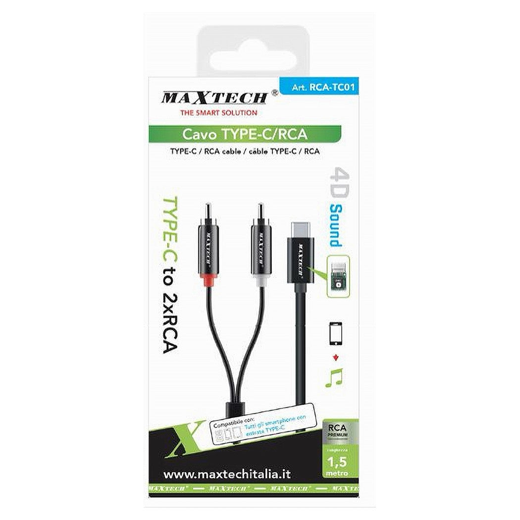 Cavo Type-c A 2xrca Da 150 Cm Sdoppiatore A Y Stereo 4d Sound Dac Chip Rca-tc01         