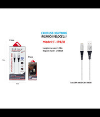 Cavo Usb 1,5mt Caricabatteria Usb 2.1 Lightning Iphone Ipad Ipod Maxtech F-ip020         