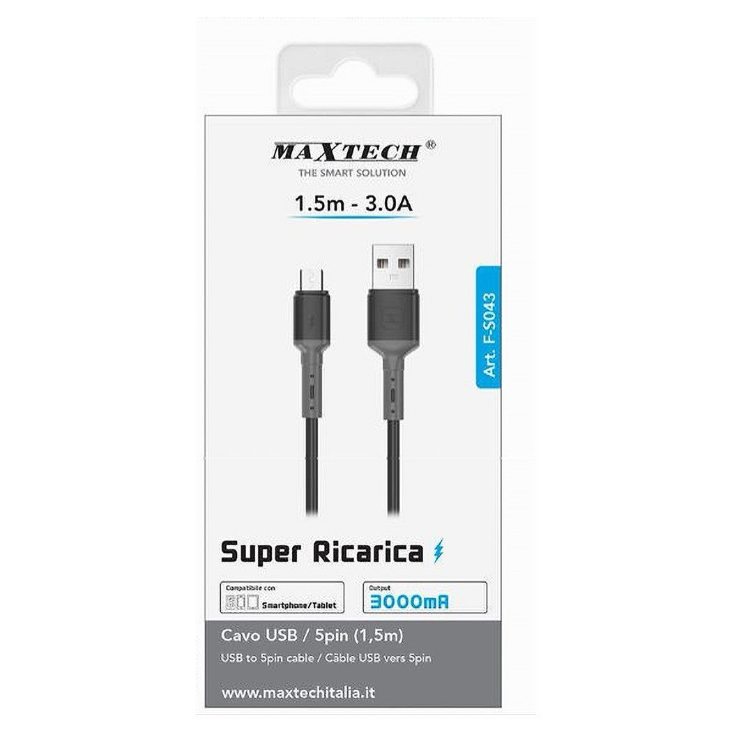 Cavo Usb A Micro Usb 1.5 Mt 3 A Super Ricarica Dati Per Smartphone Tablet F-s043         