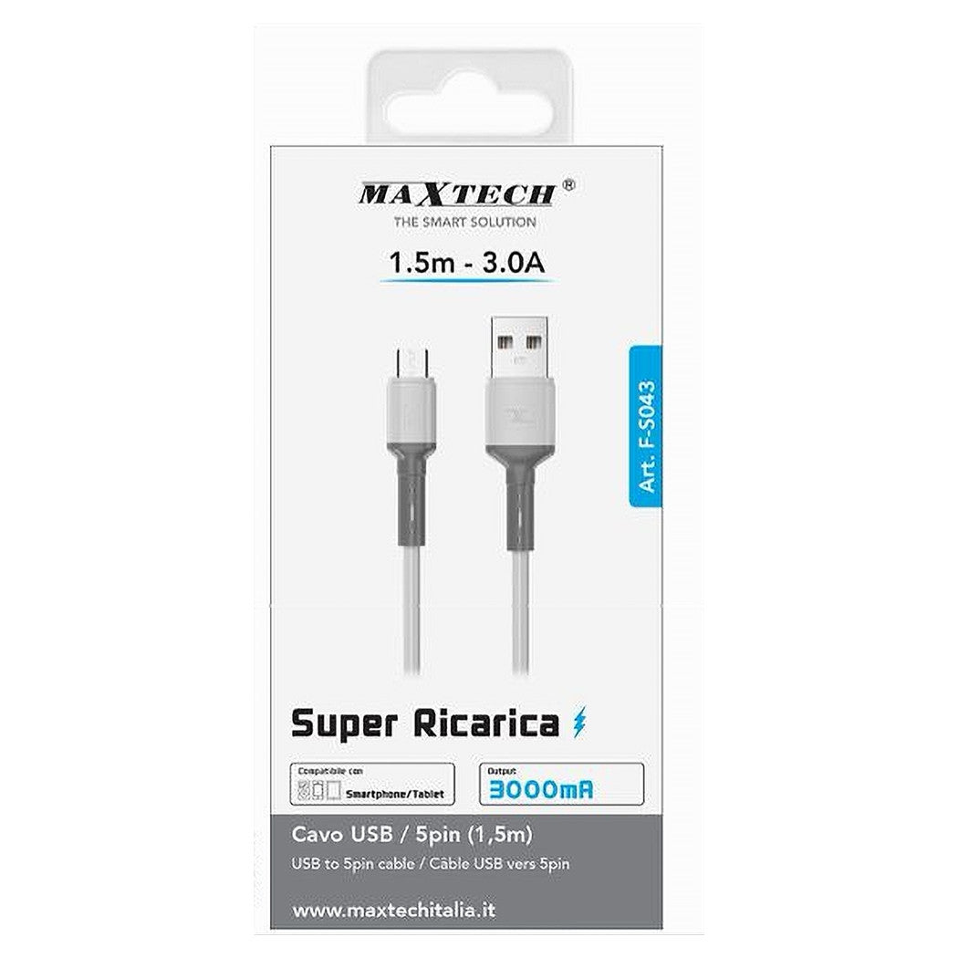 Cavo Usb A Micro Usb 1.5 Mt 3 A Super Ricarica Dati Per Smartphone Tablet F-s043         