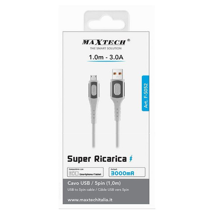 Cavo Usb A Micro Usb Super Ricarica 3a Trasferimento Dati 1mt Smartphone F-s052         