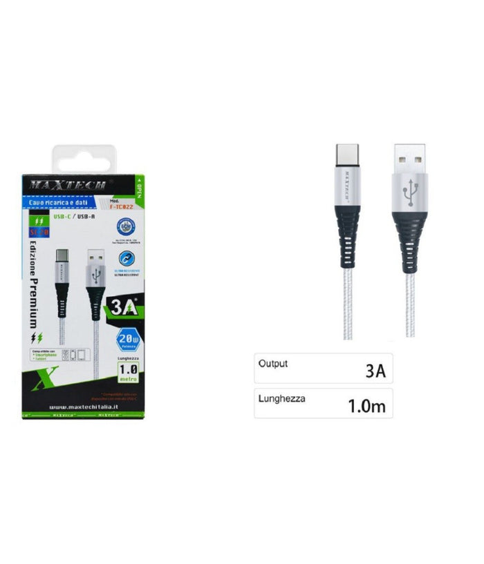 Cavo Usb-a / Type-c 3.0a 1 Mt Dati Ricarica Rapida Per Smartphone Tablet F-tc022         