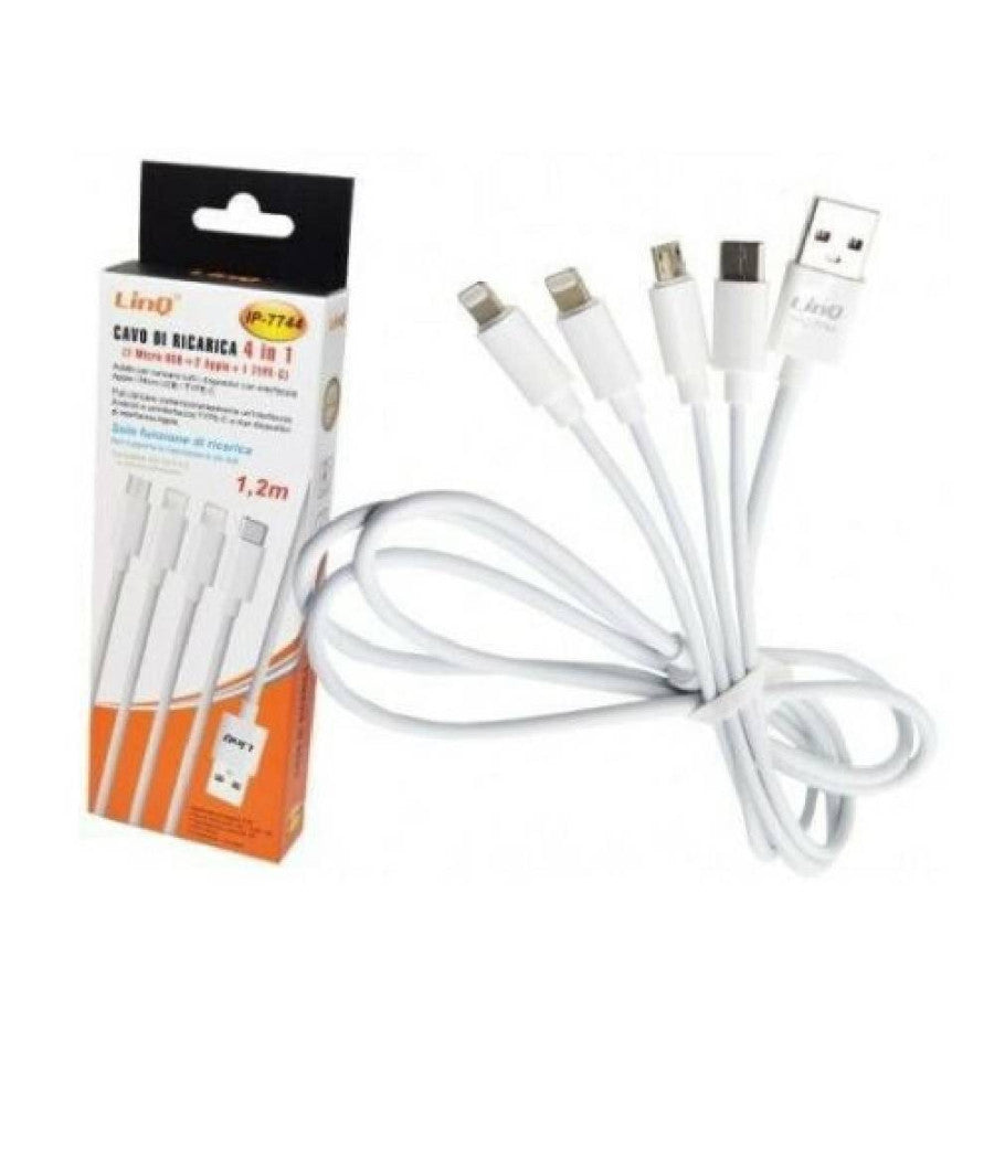 Cavo Usb Di Ricarica 4in1 Microusb Tipo C + 2 Lightning Iphone Linq Ip-7744         