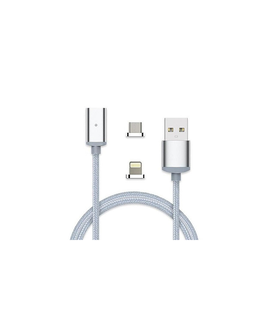 Cavo Usb In Nylon Magnetico Charge E Sync Con Adattatori Android E Ios         