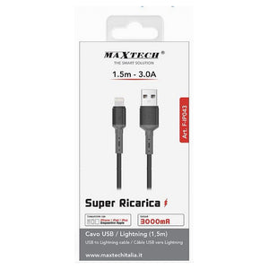 Cavo Usb/lightning 3a 1.5 Metri Super Ricarica Dati Per Ipad Ipod Iphone F-ip043         