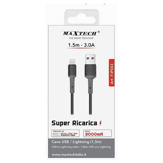 Cavo Usb/lightning 3a 1.5 Metri Super Ricarica Dati Per Ipad Ipod Iphone F-ip043         