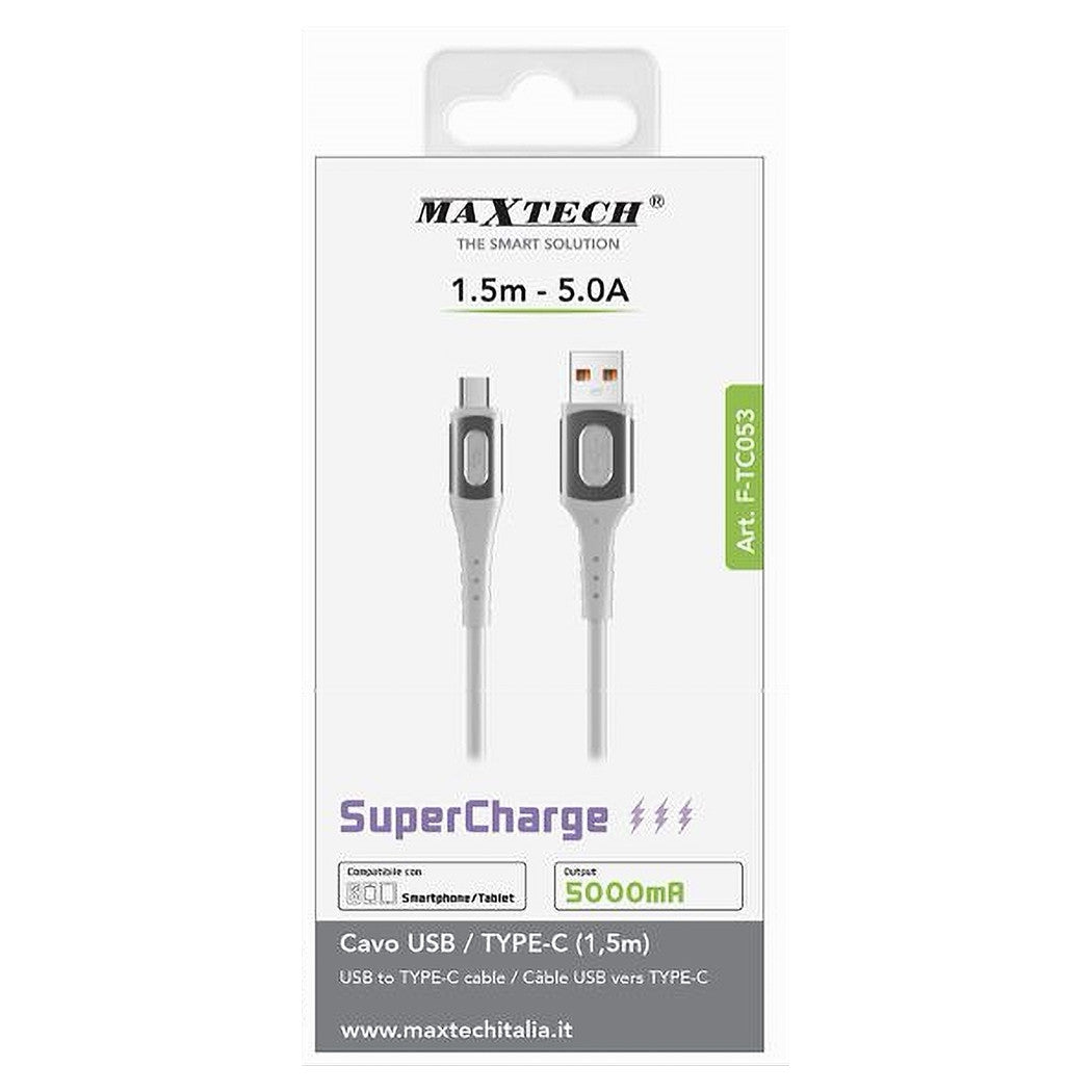 Cavo Usb/type-c 1.5mt 5a Super Carica Trasmissione Dati Smartphone Tablet F-tc053         