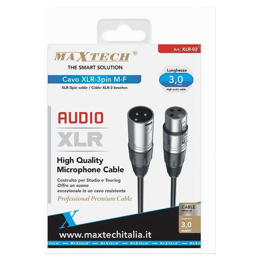 Cavo Xlr Maschio / Femmina 3 Pin Audio Prolunga Per Microfono Da 3 Metri Xlr-02         