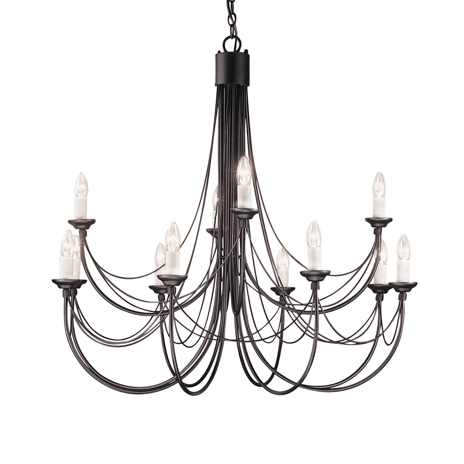 Lampadario Classico Carisbrooke Acciaio Nero 12 Luci E14