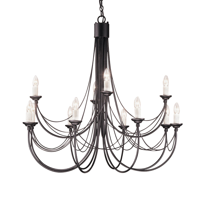 Lampadario Classico Carisbrooke Acciaio Nero 12 Luci E14