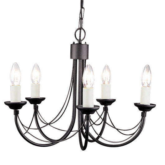 Lampadario Classico Carisbrooke Acciaio Nero 5 Luci E14