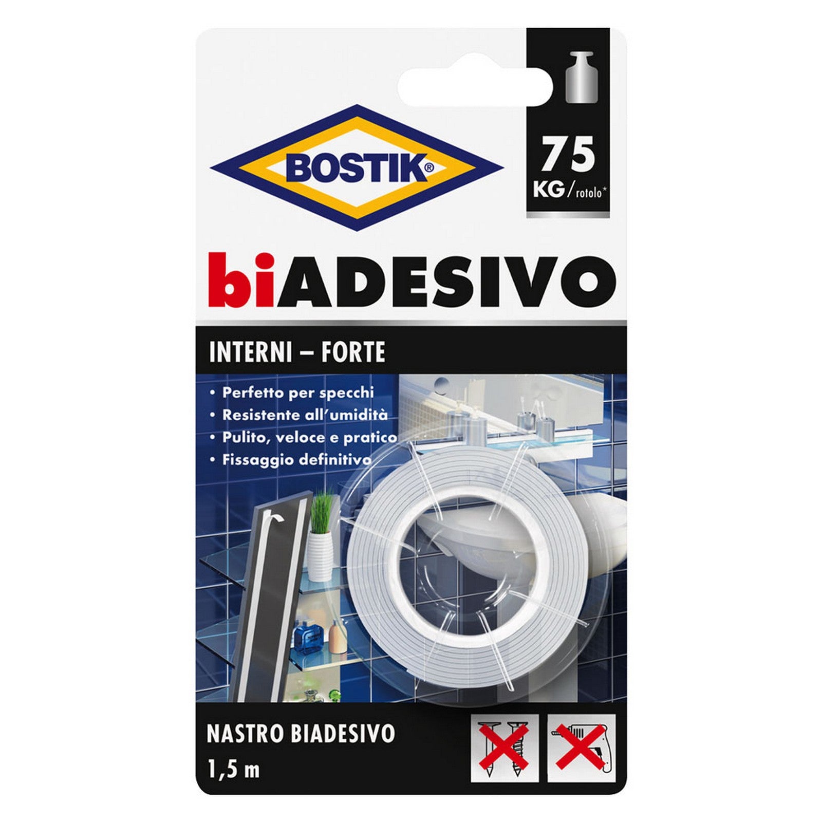 6pz nastro biadesivo in schiuma per interni mm. 19 x 1,5 mt 9002064nlm