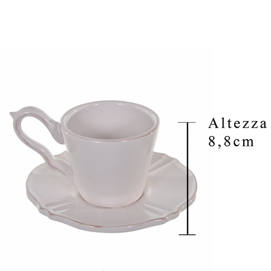 Set 3 Set Tazze in Ceramica con Piattino Larghezza 14 cm