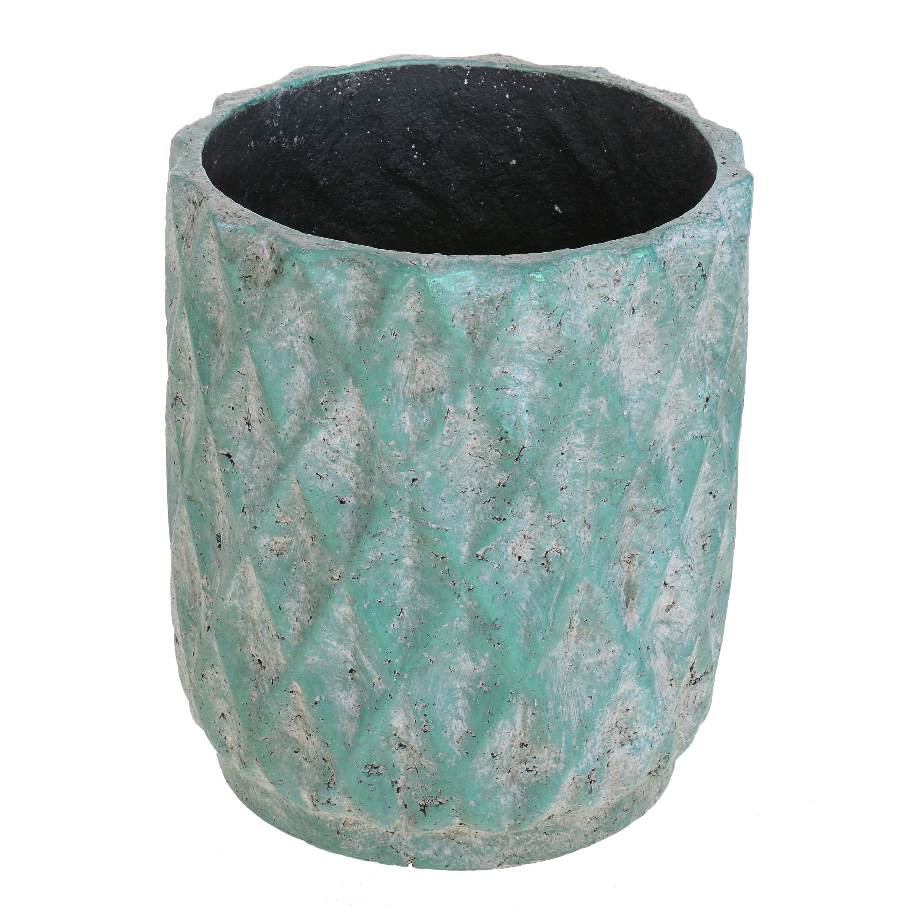 Vaso Cachepot in Ceramica con Trama a Rombi Larghezza 31 cm