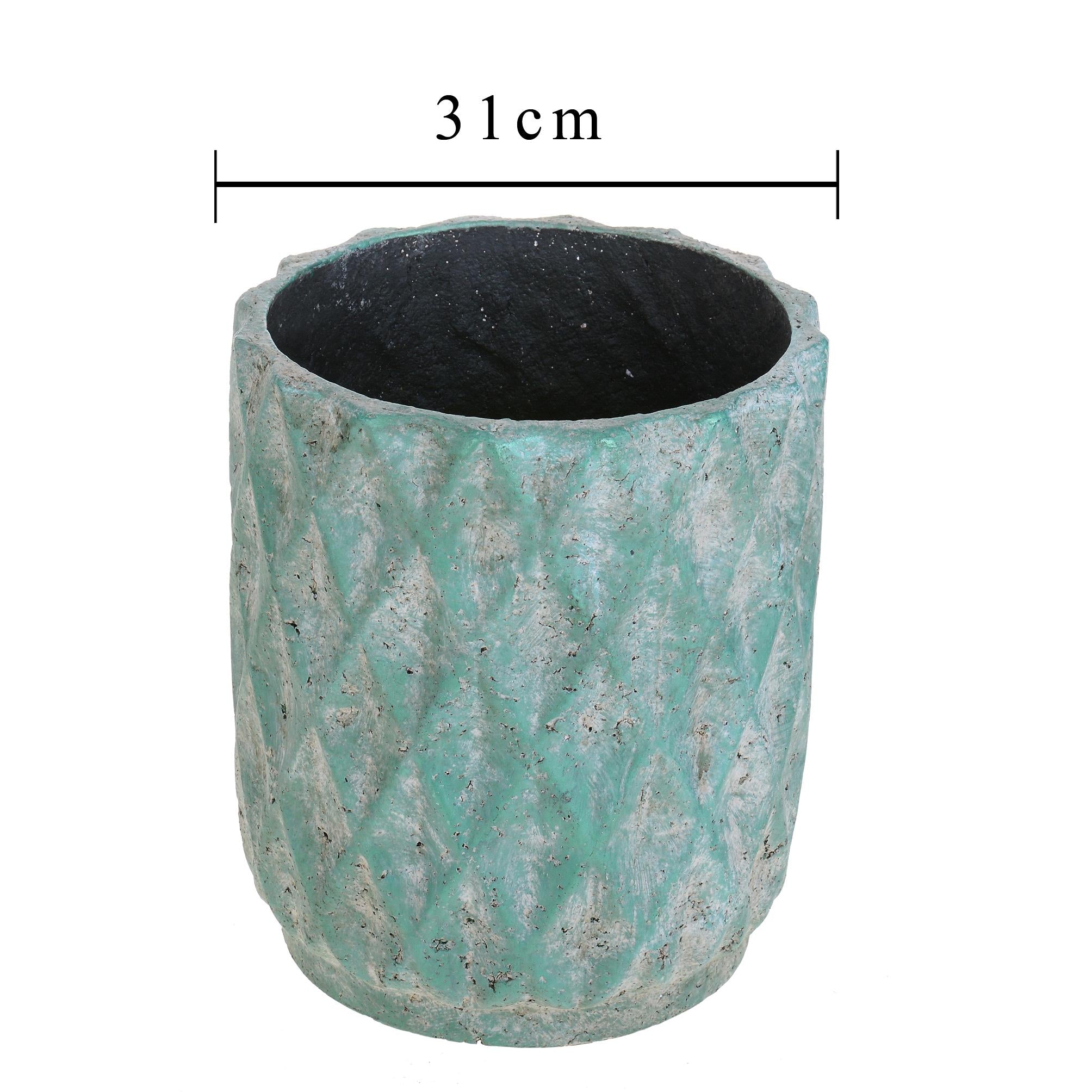 Vaso Cachepot in Ceramica con Trama a Rombi Larghezza 31 cm