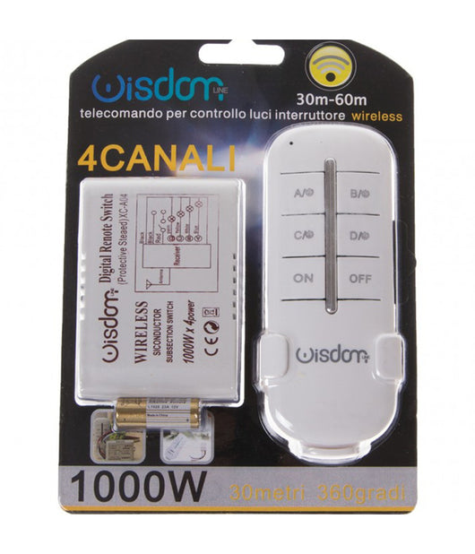 Centralina 4 Canali + Telecomando Wireless Wisdom Per Controllo Luci Led 1000wx4         