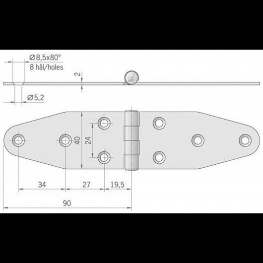 CERNIERA INOX MM.180X40