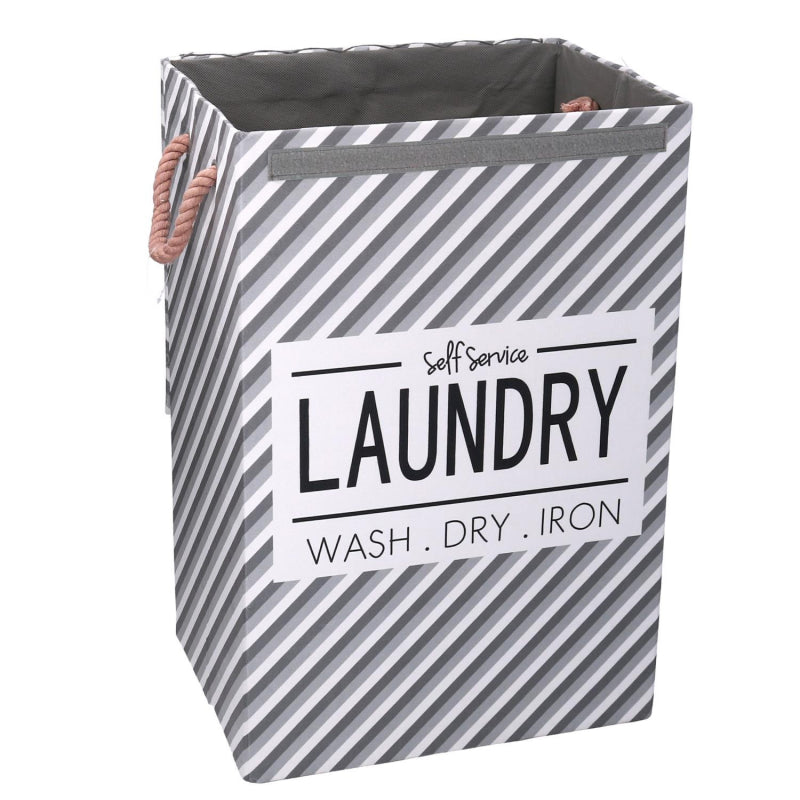 Cestone tessuto laundry grigio con coperchio cm40x30h60