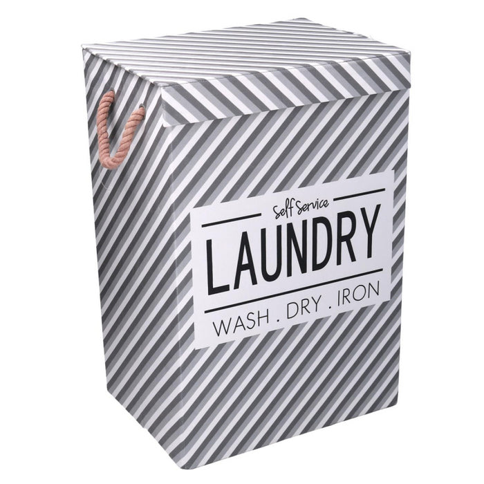 Cestone tessuto laundry grigio con coperchio cm40x30h60