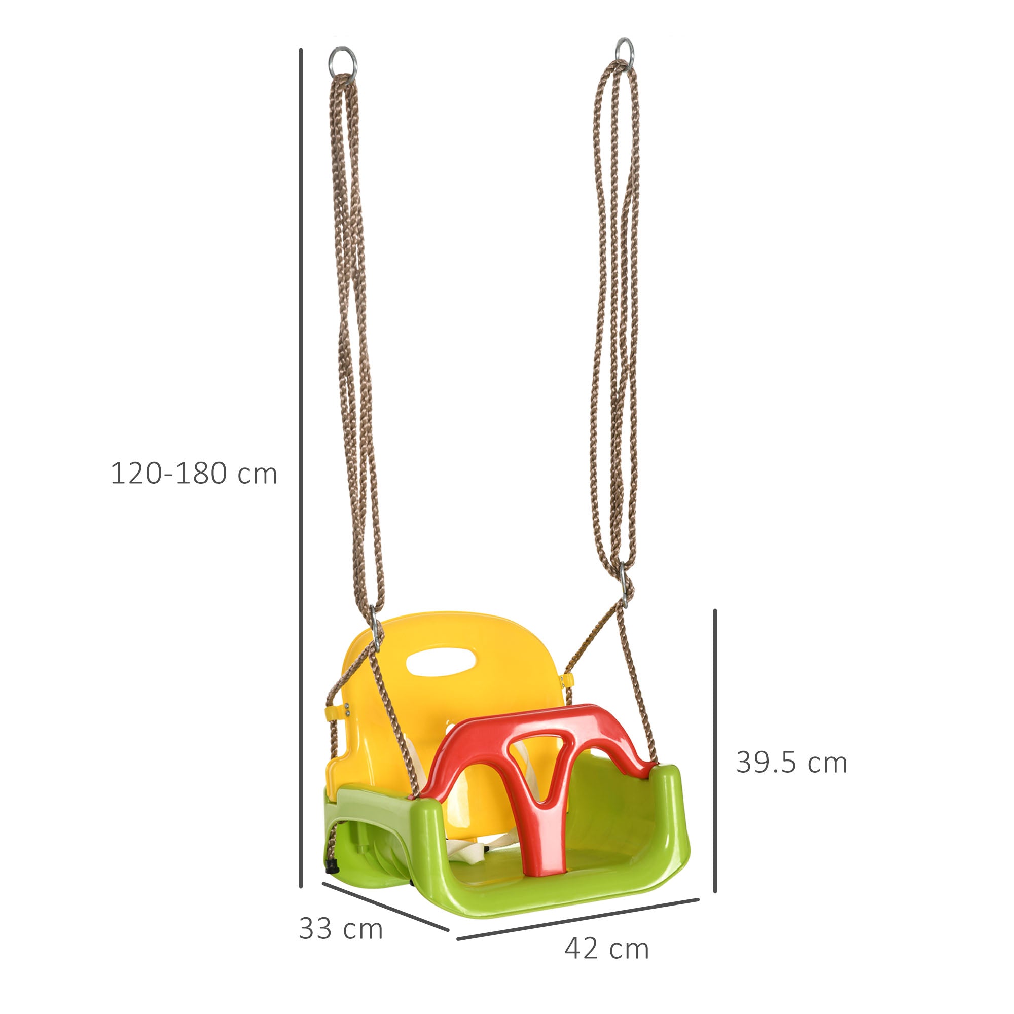 Altalena per Bambini 9-36 Mesi 42x33x120-180 cm in PP e PE con Corda