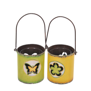 Set 3 Porta Candele con Farfalla e Quadrifoglio Altezza85 cm