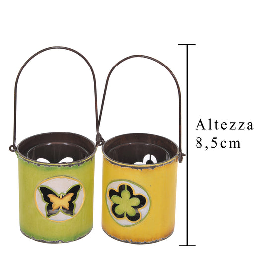 Set 3 Porta Candele con Farfalla e Quadrifoglio Altezza85 cm