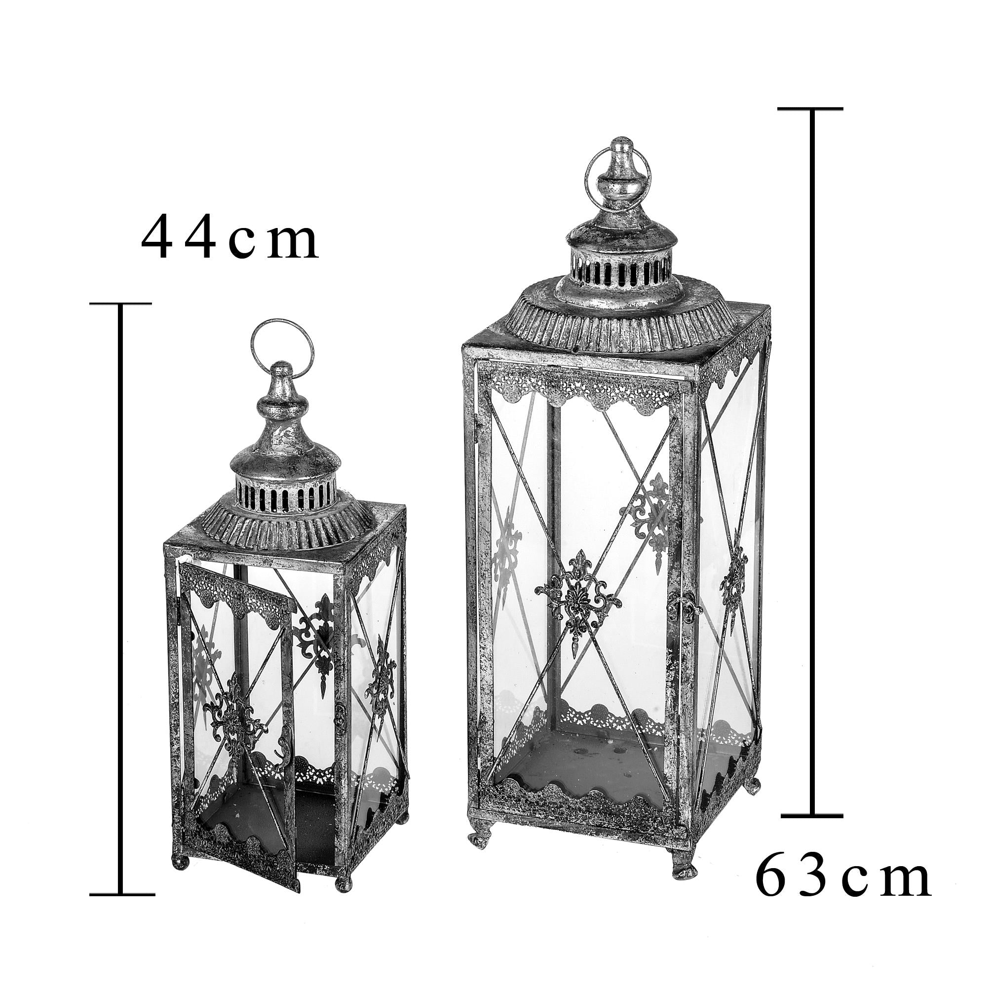 Set 2 Lanterna in Metallo H 63 cm