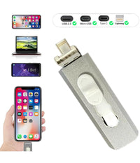 Chiavetta Pen Drive Flashdrive Da 128gb 4 In 1 Usb Per Iphone Ios Android Type C         