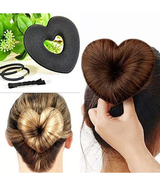 Chignon A Forma Di Cuore Con 5 Forcine E 2 Codini Per Capelli Acconciatura Moda         