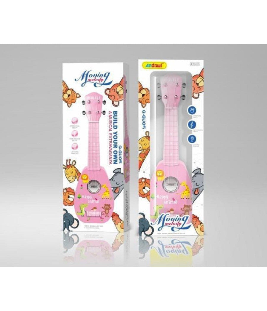 Chitarra Ukulele Con 4 Corde Giocattolo In Plastica Da 44 Cm Per Bambini Q-gu05         