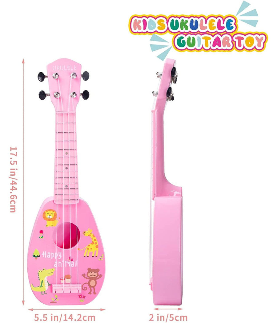 Chitarra Ukulele Con 4 Corde Giocattolo In Plastica Da 44 Cm Per Bambini Q-gu05         