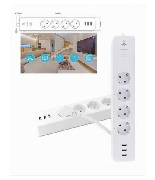 Ciabatta Multipresa Smart Intelligente Wifi Con 4 Prese Ac 3 Porte Usb M3su411-eu         