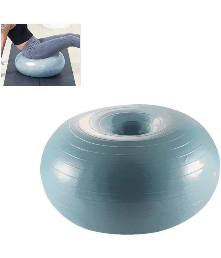 Ciambella Palla Gonfiabile Allenamento Esercizio Yoga Pilates Con Pompa Grigio         