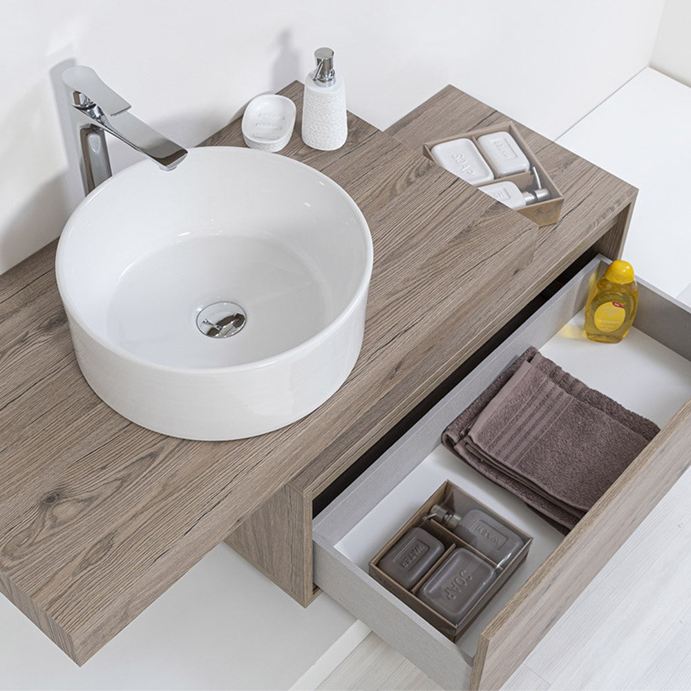 Lavabo da appoggio tondo a ciotola Diametro 40 cm in Ceramica Bianco Lucido