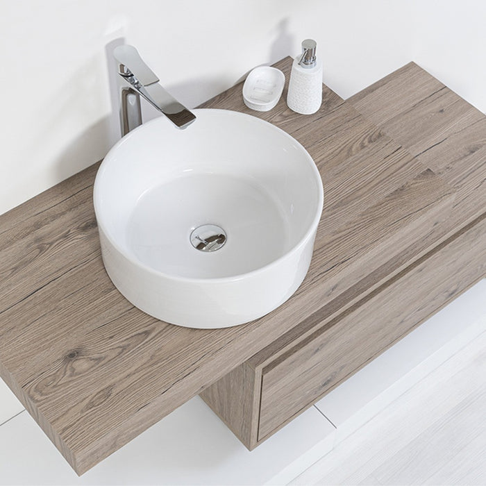 Lavabo da appoggio tondo a ciotola Diametro 40 cm in Ceramica Bianco Lucido