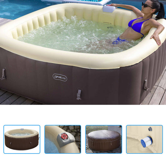 Piscina Spa Idromassaggio Gonfiabile Ease.zone Quadrata Con Accessori - 4-6 Persone - Kit Base