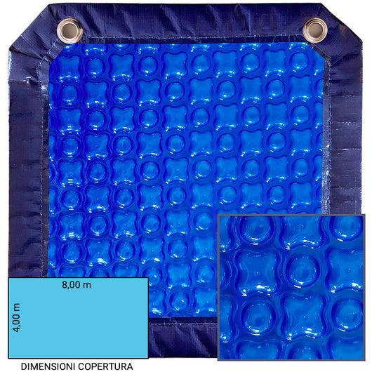 Copertura Isotermica a bolle d'aria OXO BLU 500 µ per piscine rettangolari 8 x 4 m