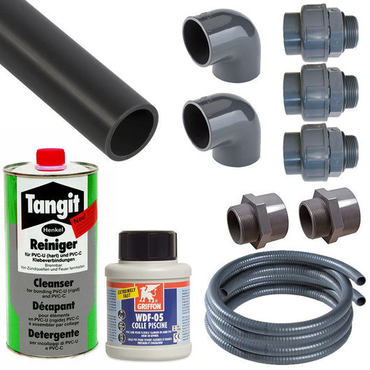 Kit Di Collegamento Con Tubi Da  50 Mm Per Piscine Da Interrare Con 1 Skimmer E 1 Bocchetta - 50 Metri