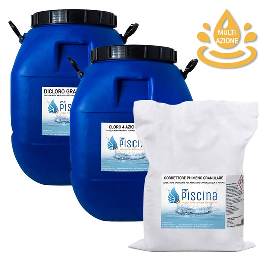 Kit Multiazione Per Mantenimento Acqua Piscina - Da 100 A 200 Mc