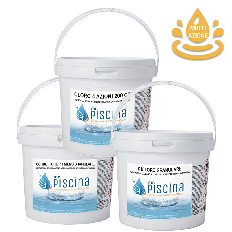 Kit Multiazione Per Mantenimento Acqua Piscina - Fino A 30 Mc