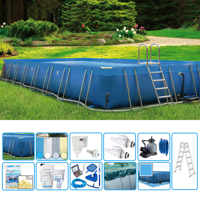 Piscina Fuori Terra Italika Soft Rettangolare 12,80 X 7,80 H.1,25 M - Kit Plus