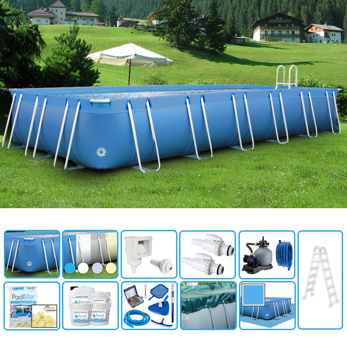 Piscina Fuori Terra Italika Soft Rettangolare 8,80 X 3,80 H.1,40 M - Kit Plus