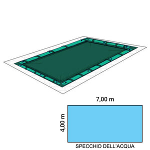 Copertura Invernale per piscina Polartex CLASSIC 400 PVC rettangolare 8,50 x 5,50 m con bretelle porta salsicciotti