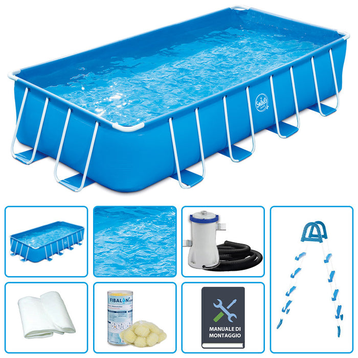 Piscina Fuori Terra Swing Metal Frame Rettangolare 4,88 X 2,44 X H 1,07 M - Kit Easy