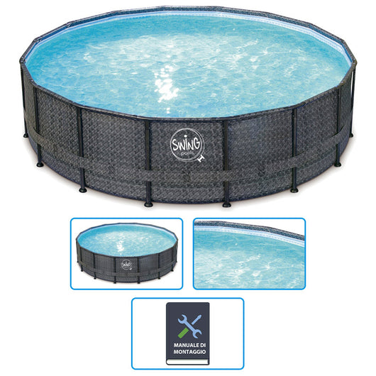 Piscina Fuori Terra Swing Frame Wicker  5,49 X H.1,32 M - Dark