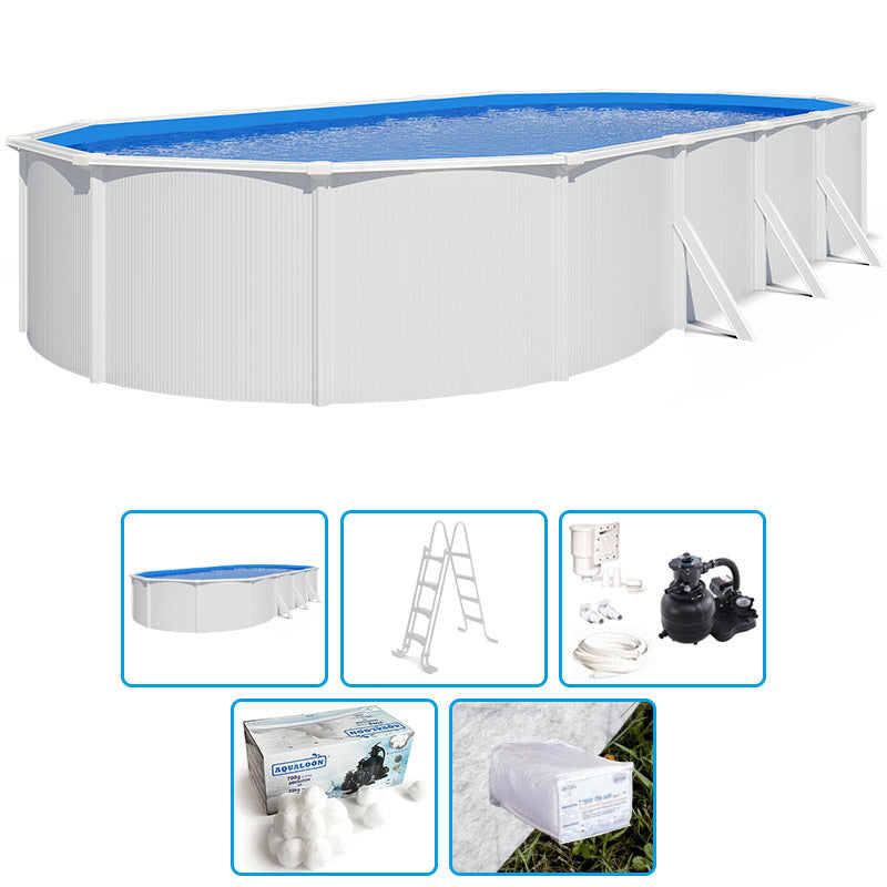 Piscina Fuori Terra Ovale Steel White - 9,15 X 4,60 X H. 1,32 M - Kit Base