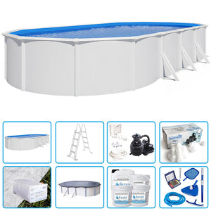 Piscina Fuori Terra Ovale Steel White - 9,15 X 4,60 X H. 1,32 M - Kit Pro